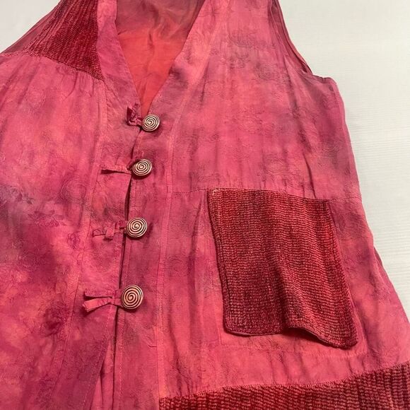 URU Hand Dyed Red Silk Boho Art To Wear Oversized 2 Piece Pant Set One Size - Picture 4 of 14